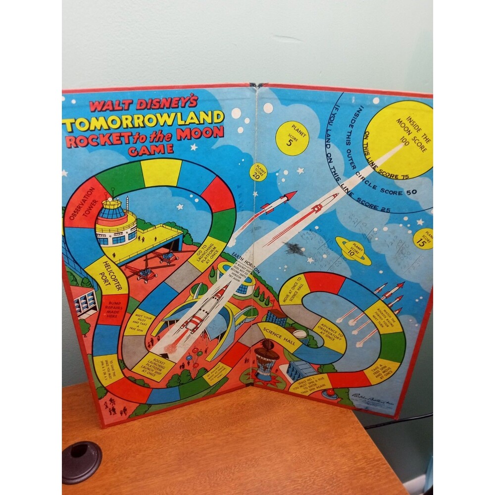 Vintage Disney Productions Tomorrowland Game Board Parker Bros 14-3/4" x 14-3/4"